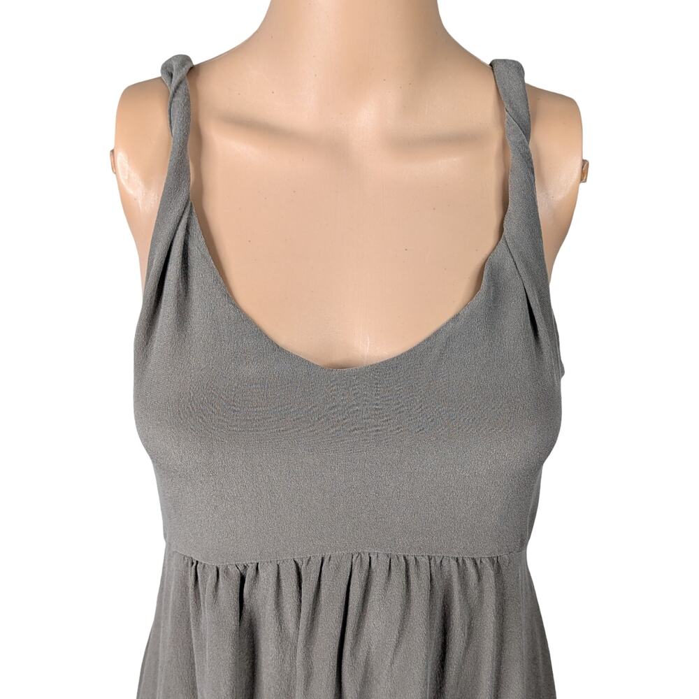 VTG Banana Republic Y2K Silk Dress 2 Gray Green Layered Asymmetric Fairy Minimal - Picture 3 of 9